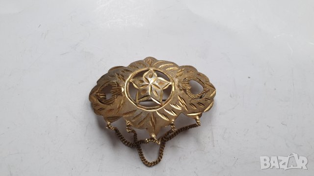 Сребърна брошка с частична позлата, снимка 7 - Антикварни и старинни предмети - 44374036