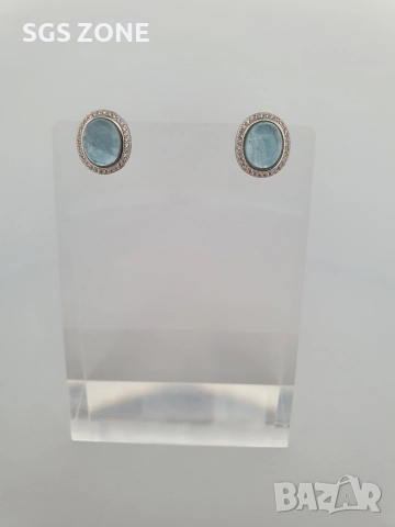 Сребърни обеци с естествен топаз, снимка 3 - Обеци - 52876211