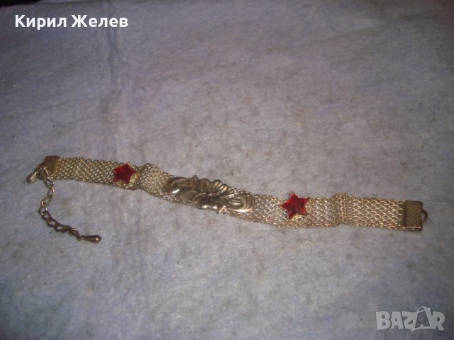 ПОСРЕБРЕНА СТАРА НЕЖНА ГРИВНА със ЗВЕЗДИЧКИ и ФЛОРАЛНА АПЛИКАЦИЯ 3927, снимка 3 - Гривни - 37026913