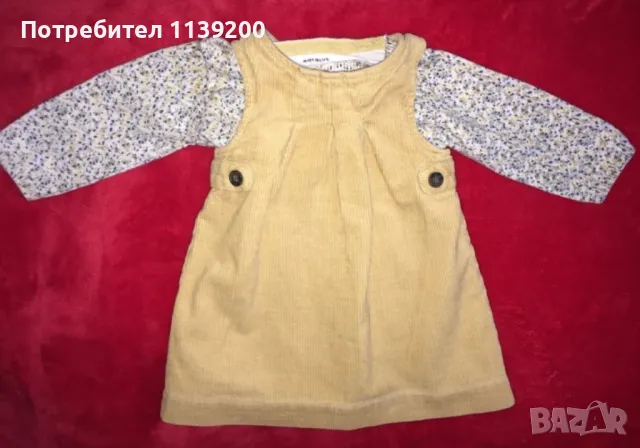 3-6м френски джинсов сукман и блузка Natalys 100% памук момиче, снимка 2 - Бебешки рокли - 49844400