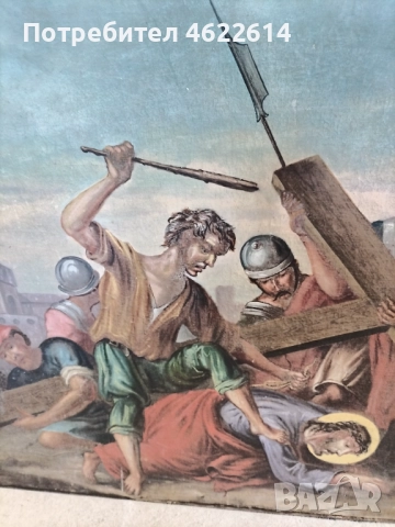 МНОГО СТАРА КАРТИНА РАЗПЪВАНЕТО НА ИСУС. , снимка 3 - Картини - 52477318