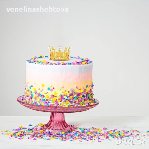 Сребриста и златиста малка коронка тиара с перли топер декорация , снимка 10 - Други - 44197654