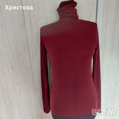 Блуза/поло рипс цвят бордо - 10,00лв., снимка 4 - Блузи с дълъг ръкав и пуловери - 31943464