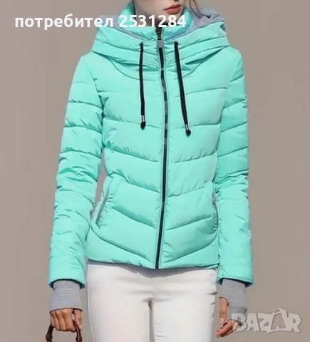 Ново тюркоазено дамско яке , небесно синьо дамско яке, размер L/XL, снимка 2 - Якета - 52140442