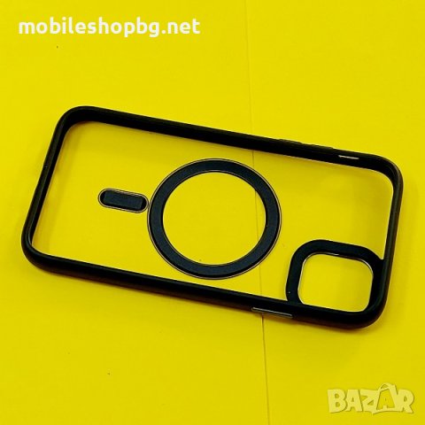 калъф за iPhone 11 прозрачен твърд с черна силиконова рамка MagSafe, снимка 3 - Калъфи, кейсове - 42622240