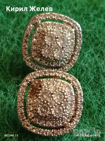 Сребърни обеци с кристали Swarovski и множество ореоли ювелирна изработка 54189, снимка 4 - Обеци - 54014405