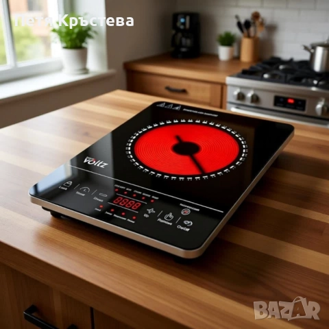 Котлон Voltz, 2000W, Кристална плоча с инфрачервен нагревател, 28х36см, LED екран, Таймер, снимка 3 - Котлони - 52580108