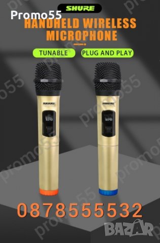 Професионални микрофони-2бр. безжични, Метална решетка, 6.35 мм,USB, снимка 3 - Микрофони - 39692084