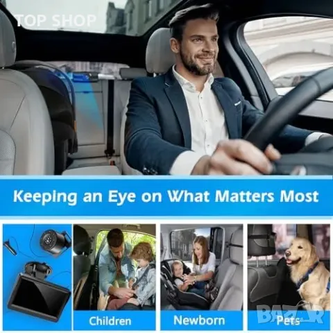 Нова Бебешка камера за кола 4.3" HD нощно виждане, 178° ъгъл, Монитор, снимка 5 - Друга електроника - 49668526