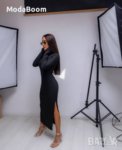 Дълга дамска черна рокля 