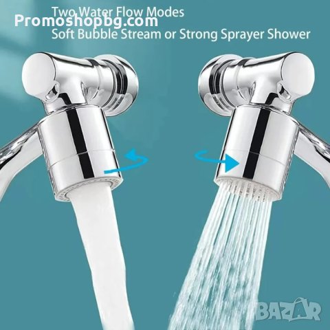 Универсален въртящ се накрайник за смесител, Хром, смесител, чешма, баня, кухня, снимка 3 - Аксесоари за кухня - 40830533