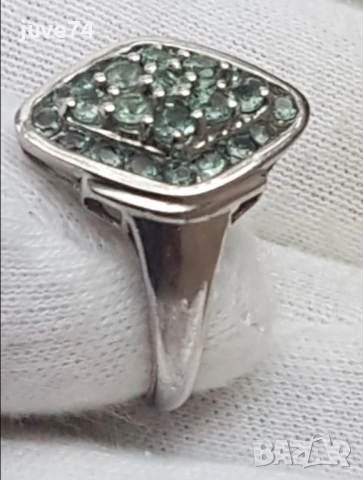 СРЕБЪРЕН ПРЪСТЕН С ЕСТЕСТВЕНИ АЛЕКСАНДРИТИ  (ИНДИЯ) СЕРТИФИКАТ , снимка 3 - Пръстени - 53083532