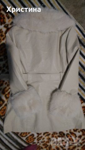 Дамско бяло кожено яке, снимка 3 - Якета - 44342173