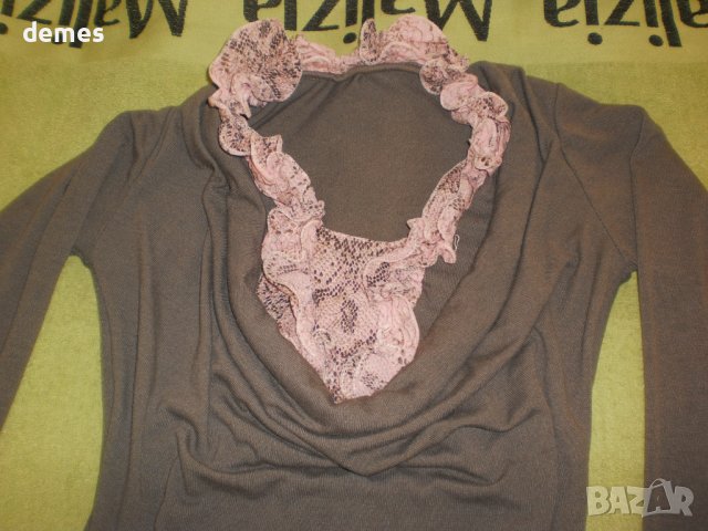 Дамска блуза трико и дантела, размер М, снимка 6 - Блузи с дълъг ръкав и пуловери - 37890730