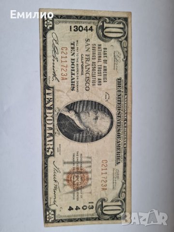 RARE.USA  $ 10 DOLLARS 1929 CHARTER 13044 SAN FRANCISCO 