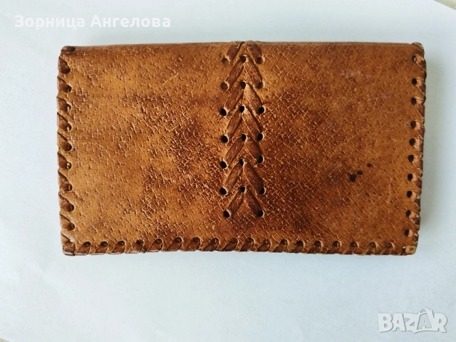 Винтидж ръчно шито портмоне от естествена кожа. , снимка 2 - Антикварни и старинни предмети - 53064182