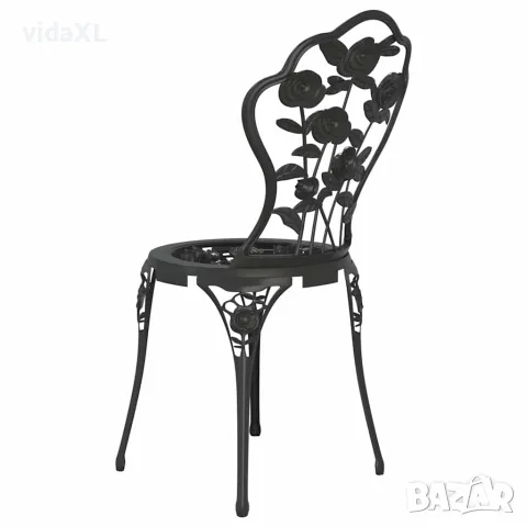 vidaXL Бистро комплект, 3 части, лят алуминий, черен, снимка 7 - Градински мебели, декорация  - 56146589