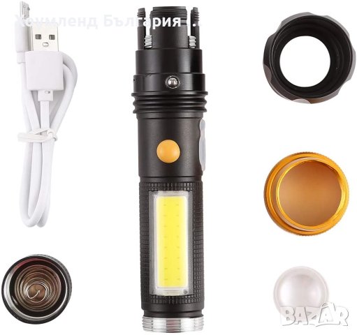 Мощен LED фенер 6в1 фокус до 300 метра обхват, магнит и странична лампа, снимка 7 - Къмпинг осветление - 44160614
