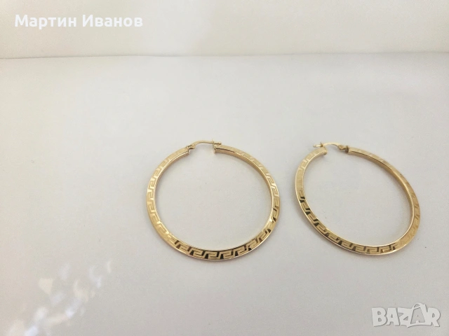 Златни обеци халки с мотив, снимка 5 - Обеци - 54155173