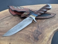 Ръчно изработен ловен нож дамаска стомана с кожена кания LN432, снимка 11
