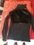 Черна блуза с еко кожа, снимка 1 - Блузи с дълъг ръкав и пуловери - 35394341