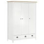 vidaXL Гардероб с 3 врати Hill бял 127x50x170 см борово дърво масив（SKU:288954）, снимка 1