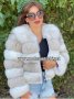 Луксозно дамско палто естествен косъм лисица и естествена кожа код 47