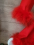Червена рокля с естествени пера, снимка 3