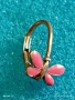 Сребърна обеца във формата на пеперуда с розов емайл 42128, снимка 3