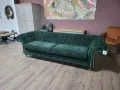 Голям зелен диван от плат Честърфийлд - четворка, снимка 3
