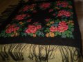 Винтидж Руски дамски голям квадратен черен шал на цветя, снимка 5