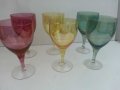 Стари стъклени чаши цветни за вино , снимка 5