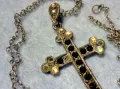 СТАР СРЕБЪРЕН КРЪСТ СРЕБРО 925 с ФАСЕТИРАНИ КРИСТАЛИ и СРЕБЪРНА ВЕРИЖКА с НУЖДА от ЗАКОПЧАЛКА 22266, снимка 9