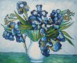 Ириси 40х50 см, Сини цветя, картина, irises oil on canvas painting, снимка 7