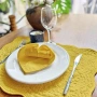 Нов Памучни подложки за маса хранене със салфетки комплект 12 части жълт, снимка 3