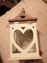 Дървен фенер сърце с метална дръжка, снимка 7