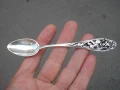 СТАРА СРЕБЪРНА ЛЪЖИЧКА С РОЗА СРЕБРО 800, снимка 2