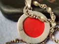 МАРКОВО СРЕБЪРНО КОЛИЕ с СРЕБЪРЕН МЕДАЛЬОН СРЕБРО 925 ITALY с ЮВЕЛИРНО ШЛИФОВАН ЧЕРВЕН КОРАЛ 34928, снимка 7