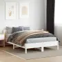 vidaXL Рамка за легло без матрак, бял, 120x200 см, бор масив, снимка 3