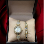 Красиви комплекти от дамски часовник с гривна в елегантен дизайн с камъни цирконии 