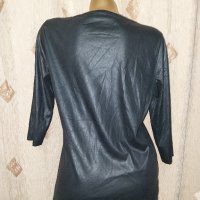 OBJECT L Черна блуза от еко кожа с тричетвърти ръкав , снимка 2 - Блузи с дълъг ръкав и пуловери - 42763578
