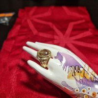 Стилен сребърен пръстен с позлата и цитрин- 7.42 грама- 925 проба, снимка 5 - Антикварни и старинни предмети - 40811827