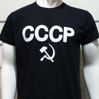 Нова черна мъжка тениска с трансферен печат СССР, Русия, снимка 2 - Тениски - 30100054