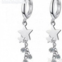 Outlet Sale Сребърни висящи обеци колекция"Stars"+3 кристала,white/нови, снимка 1 - Колиета, медальони, синджири - 44555554