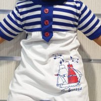 Нови бебешки моряшки ромпъри с Котвичка/Яхта, възраст до 1 годинка, снимка 4 - Бодита за бебе - 30325328