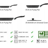 Комплект тигани Amazon Basics ‎111602OD101 4 части 20см 24см 28см Индукционен котлон, снимка 5 - Съдове за готвене - 42822700