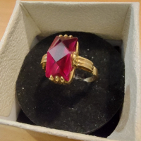 Руски златен пръстен с ест.рубин , снимка 1 - Други ценни предмети - 44549049