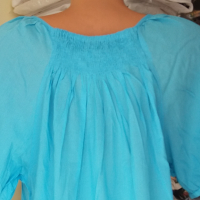 Светлосиня удължена и разкроена блуза/риза  , снимка 5 - Дрехи за бременни - 36562423
