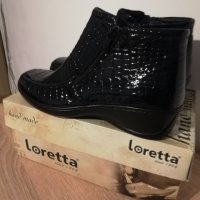 Дамски боти от естествен лак с кроко принт и ципове на известната марка Loretta, снимка 6 - Дамски боти - 29895374