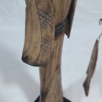 Японска статуетка на рибар от еленов рог, снимка 4 - Статуетки - 34473615